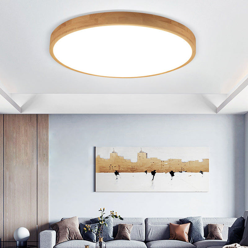 Ronde inbouwverlichtingsarmaturen Eenvoud Houten plafondverlichtingsarmaturen voor slaapkamer