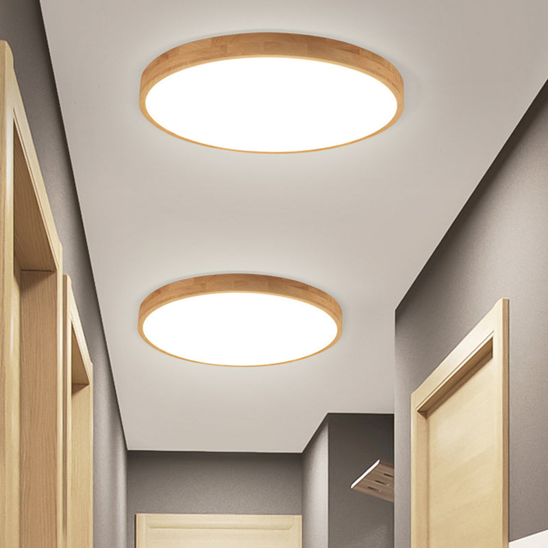 Ronde inbouwverlichtingsarmaturen Eenvoud Houten plafondverlichtingsarmaturen voor slaapkamer