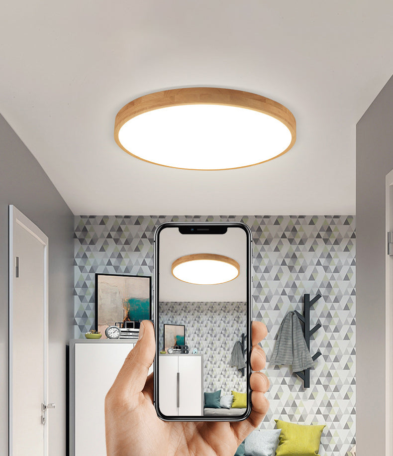 Ronde inbouwverlichtingsarmaturen Eenvoud Houten plafondverlichtingsarmaturen voor slaapkamer