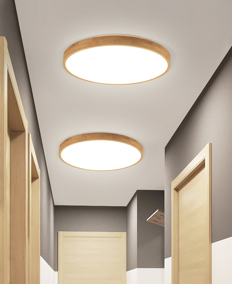 Ronde inbouwverlichtingsarmaturen Eenvoud Houten plafondverlichtingsarmaturen voor slaapkamer