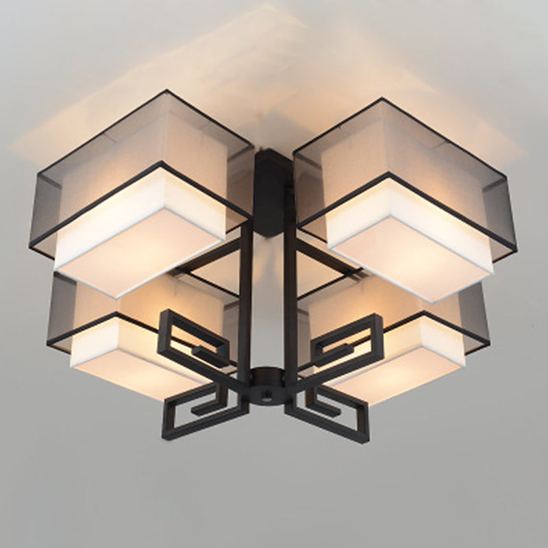 Lámparas de techo empotradas tradicionales de tela de iluminación de montaje empotrado rectangular