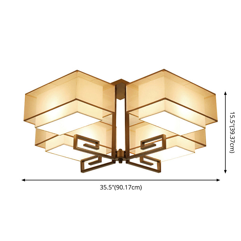 Lámparas de techo empotradas tradicionales de tela de iluminación de montaje empotrado rectangular