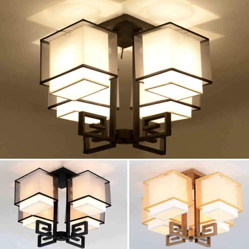 Lámparas de techo empotradas tradicionales de tela de iluminación de montaje empotrado rectangular