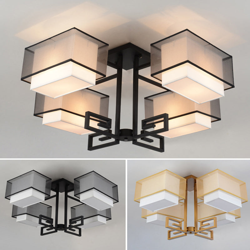 Lámparas de techo empotradas tradicionales de tela de iluminación de montaje empotrado rectangular