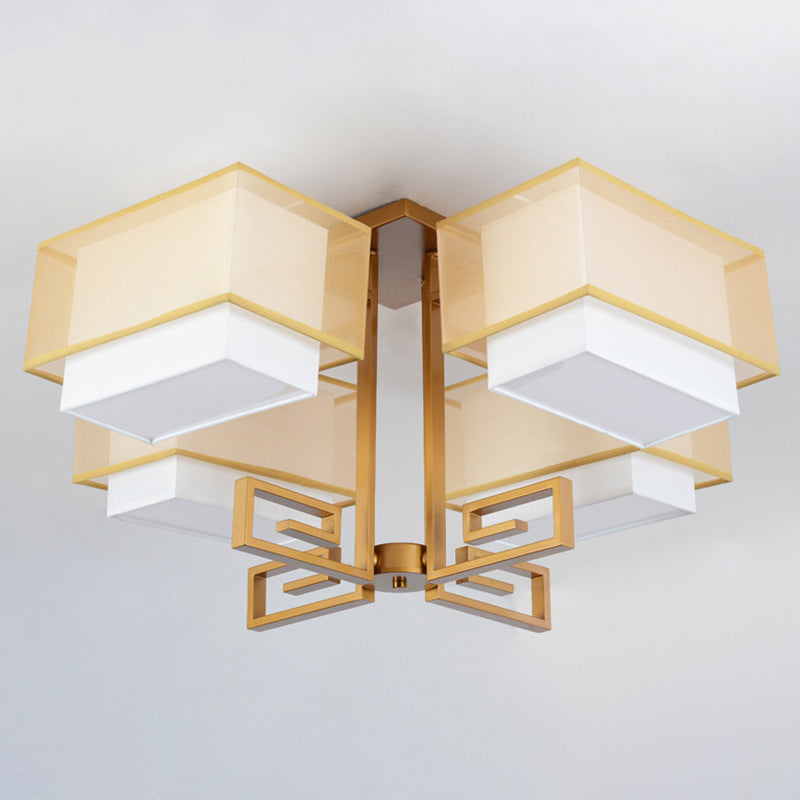 Lámparas de techo empotradas tradicionales de tela de iluminación de montaje empotrado rectangular