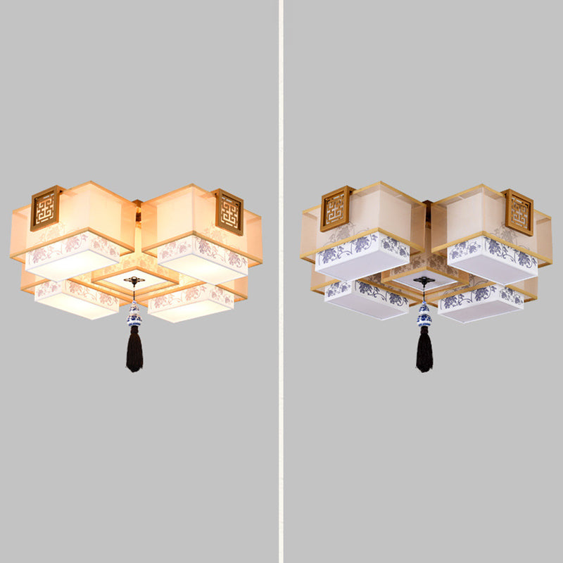 Lámparas de techo empotradas tradicionales de tela de iluminación de montaje empotrado rectangular