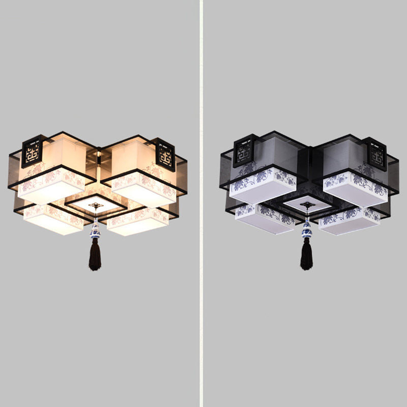 Lámparas de techo empotradas tradicionales de tela de iluminación de montaje empotrado rectangular