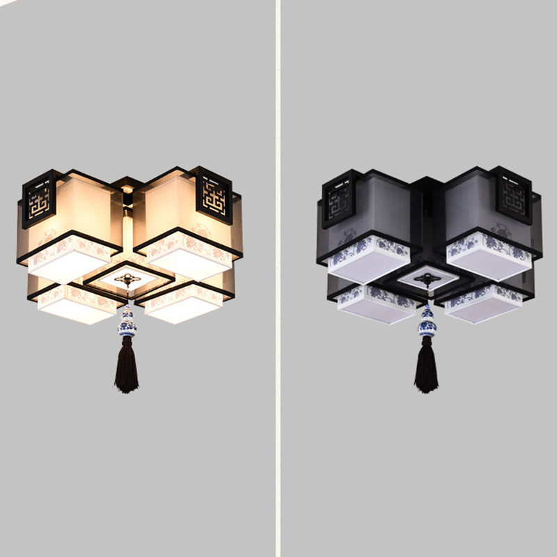 Lámparas de techo empotradas tradicionales de tela de iluminación de montaje empotrado rectangular