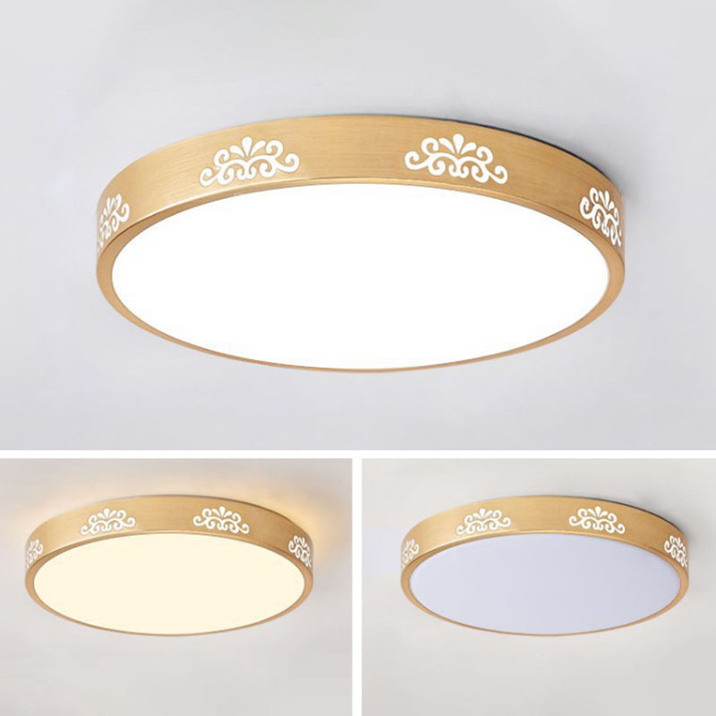 Minimalist LED Flush Mount Drum Light Aluminum Flush Mount Ceiling Light for Living Room