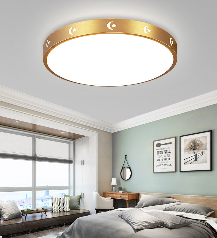 Minimalist LED Flush Mount Drum Light Aluminum Flush Mount Ceiling Light for Living Room