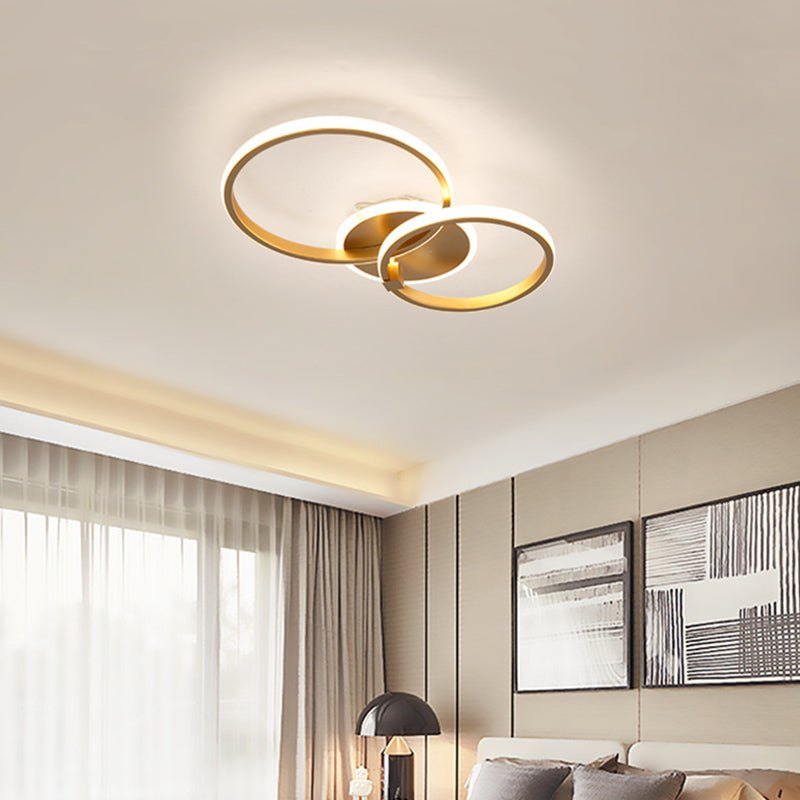 Circle Aluminum LED Flush Mount Modern Style 2-Light Ceiling Light Fixture for Living Room