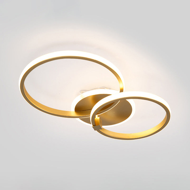 Cercle Aluminium LED Flush Mount Modern Style 2-Light Ceiling Light Fixture for Living Room