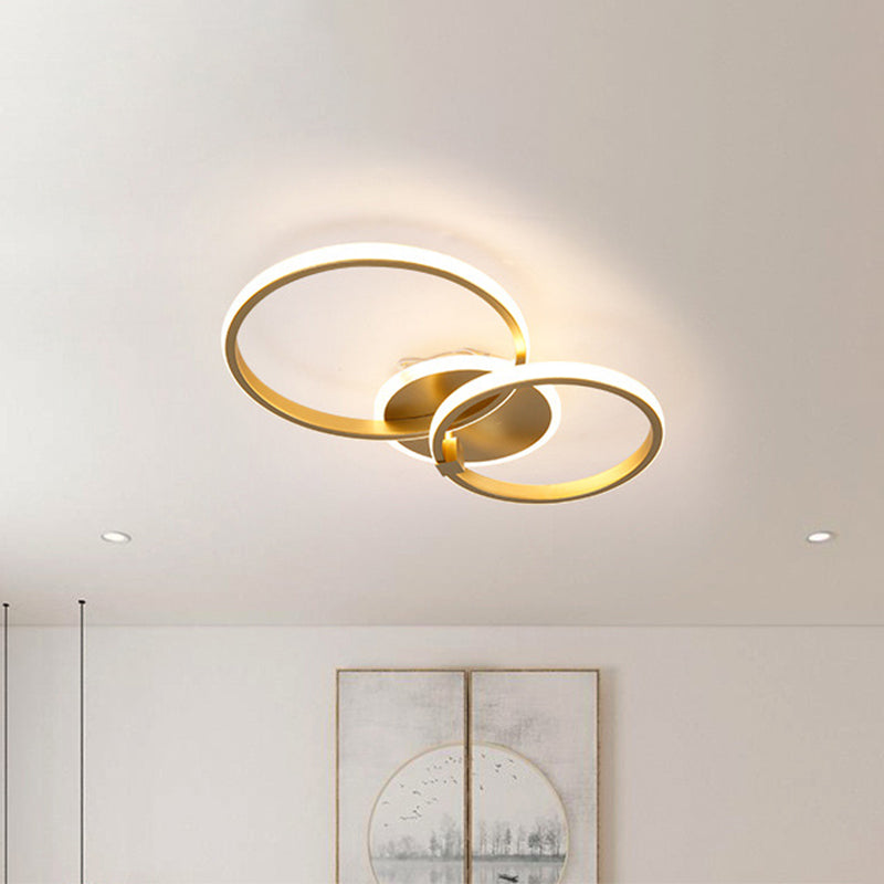 Cercle Aluminium LED Flush Mount Modern Style 2-Light Ceiling Light Fixture for Living Room