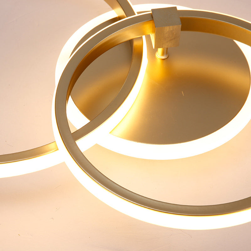 Circle Aluminum LED Flush Mount Modern Style 2-Light Ceiling Light Fixture for Living Room
