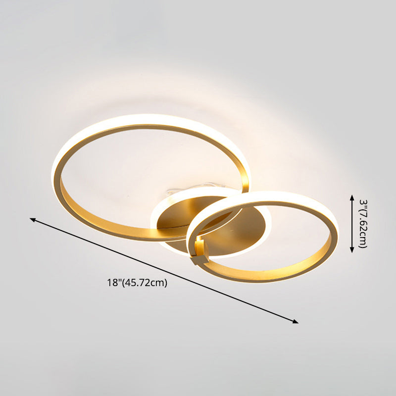 Circle Aluminum LED Flush Mount Modern Style 2-Light Ceiling Light Fixture for Living Room
