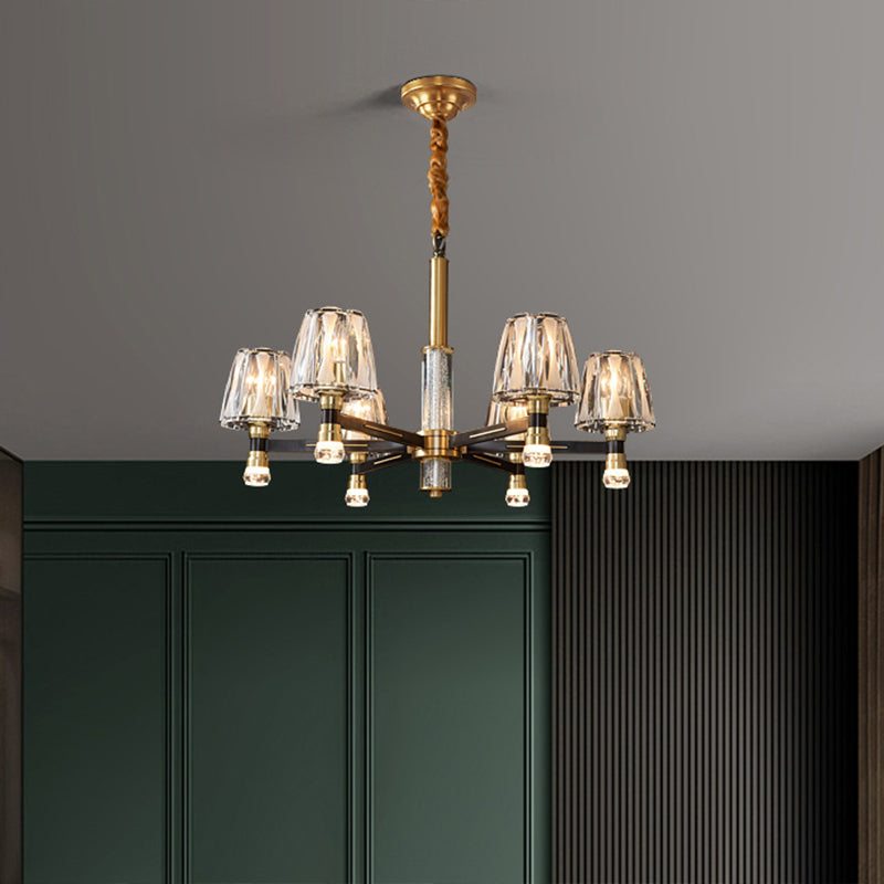 Conical Chandelier Light Fixture Traditional Clear Glass Pendant Lighting for Restaurant