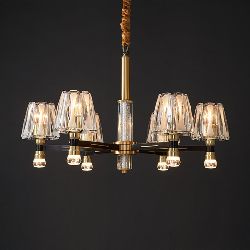 Conical Chandelier Light Fixture Traditional Clear Glass Pendant Lighting for Restaurant