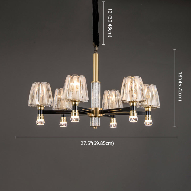 Conical Chandelier Light Fixture Traditional Clear Glass Pendant Lighting for Restaurant