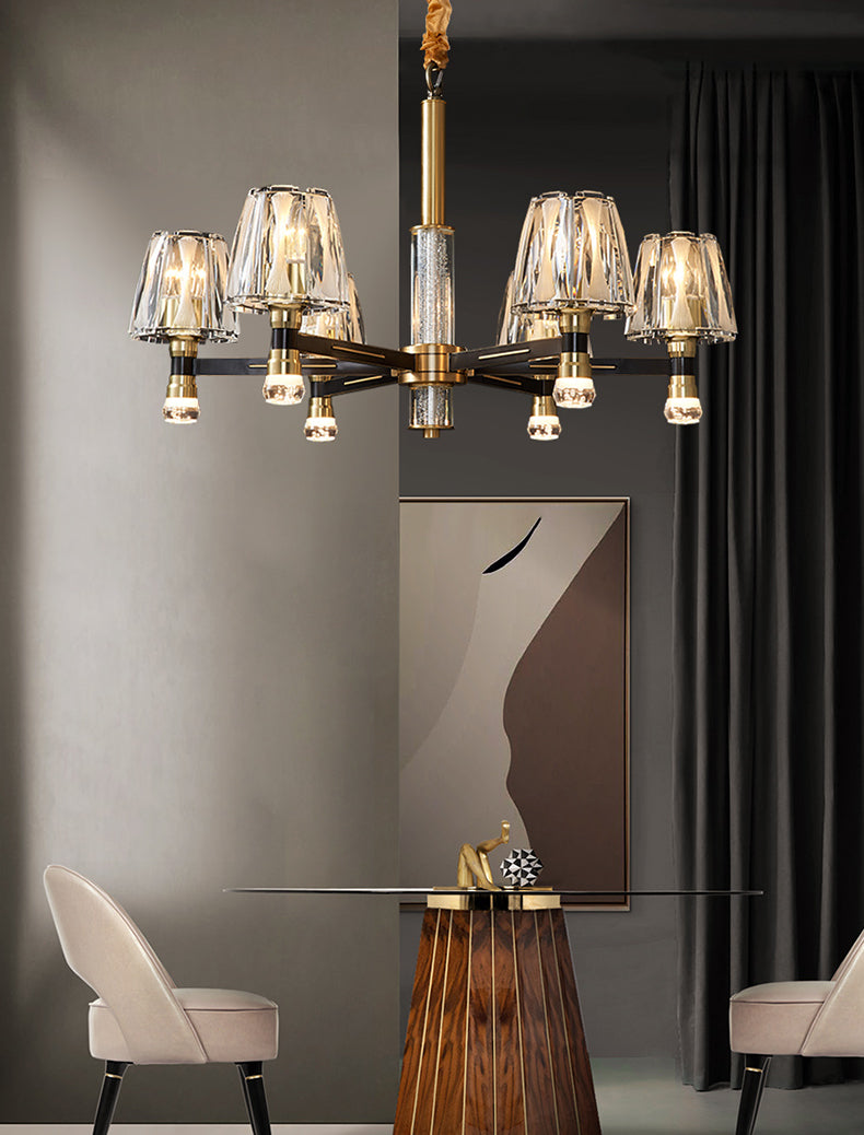 Conical Chandelier Light Fixture Traditional Clear Glass Pendant Lighting for Restaurant