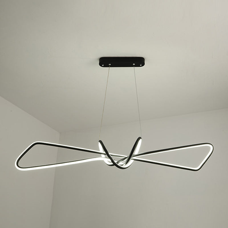 Aluminium Linear LED Pendant Light in Modern Singular Style Silica Gel Ceiling Light for Dining Room