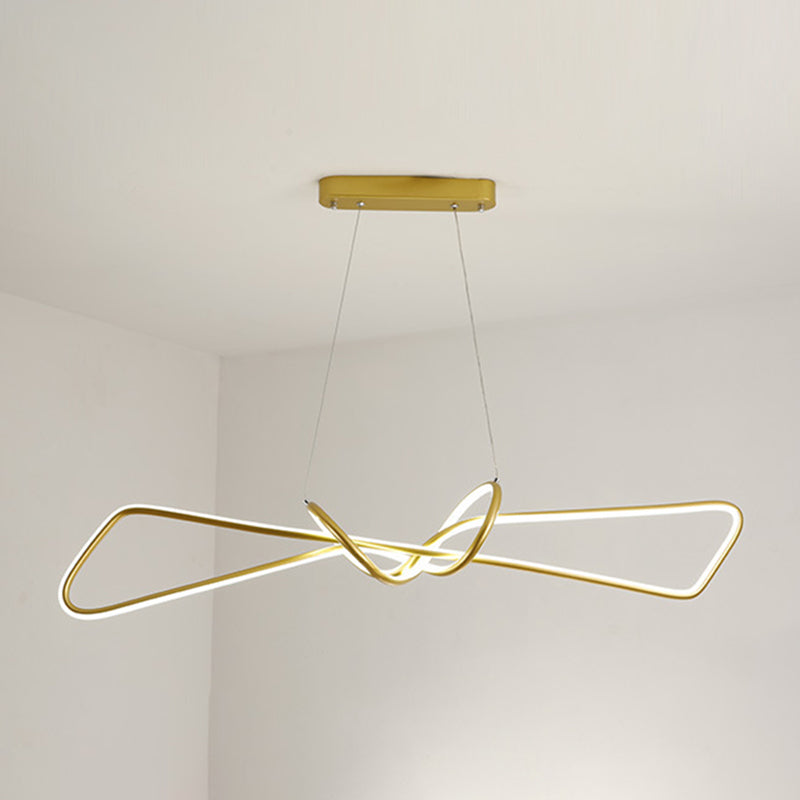 Aluminium Linear LED Pendant Light in Modern Singular Style Silica Gel Ceiling Light for Dining Room