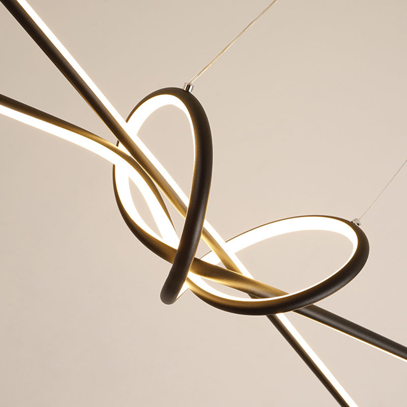 Aluminium Linear LED Pendant Light in Modern Singular Style Silica Gel Ceiling Light for Dining Room