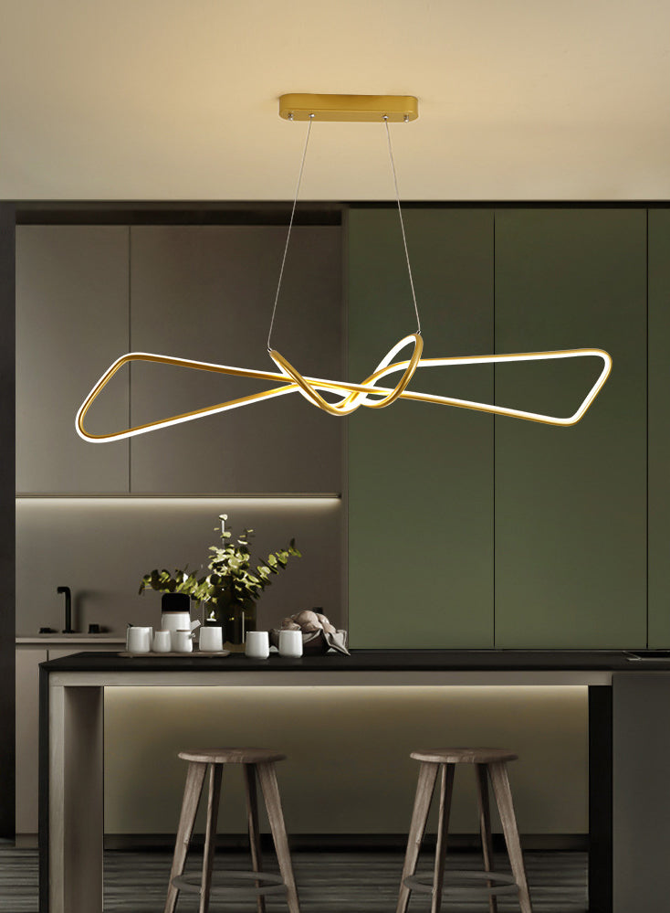 Aluminium Linear LED Pendant Light in Modern Singular Style Silica Gel Ceiling Light for Dining Room