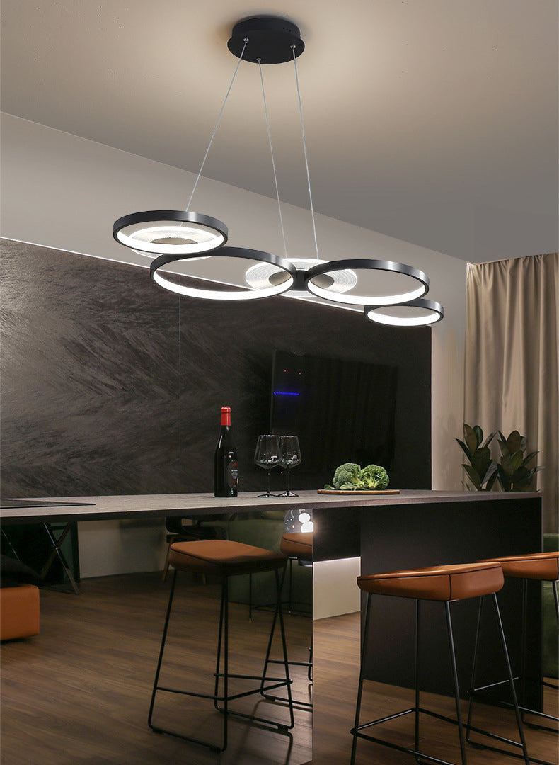 Wrought Iron LED Hanging Lamp in Modern Creative Style Acrylic Linear Pendant Light for Interior Spaces