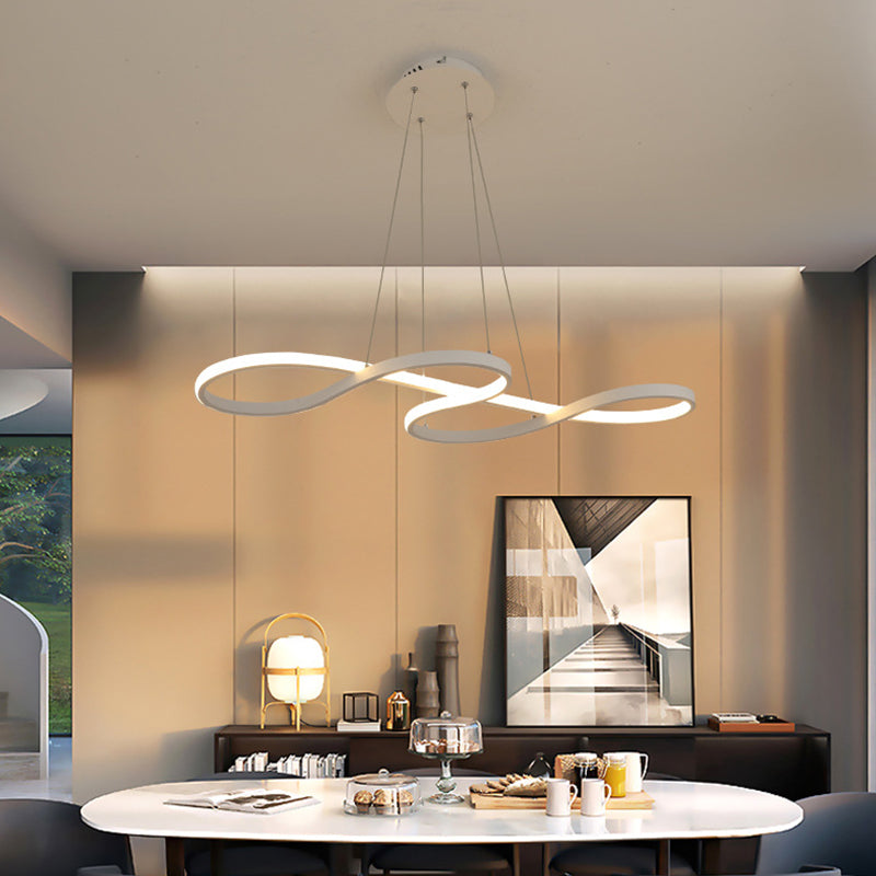 Aluminium LED Linear Pendant Light in Modern Creative Style Silica Gel Ceiling Light for Dining Room