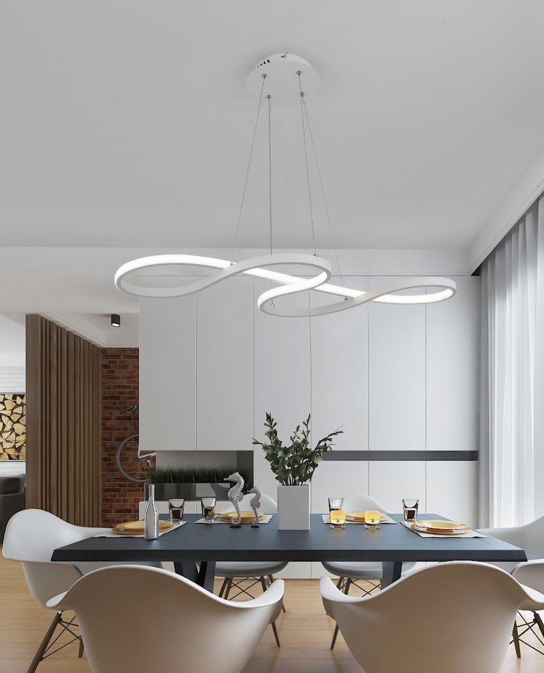 Aluminium LED Linear Pendant Light in Modern Creative Style Silica Gel Ceiling Light for Dining Room