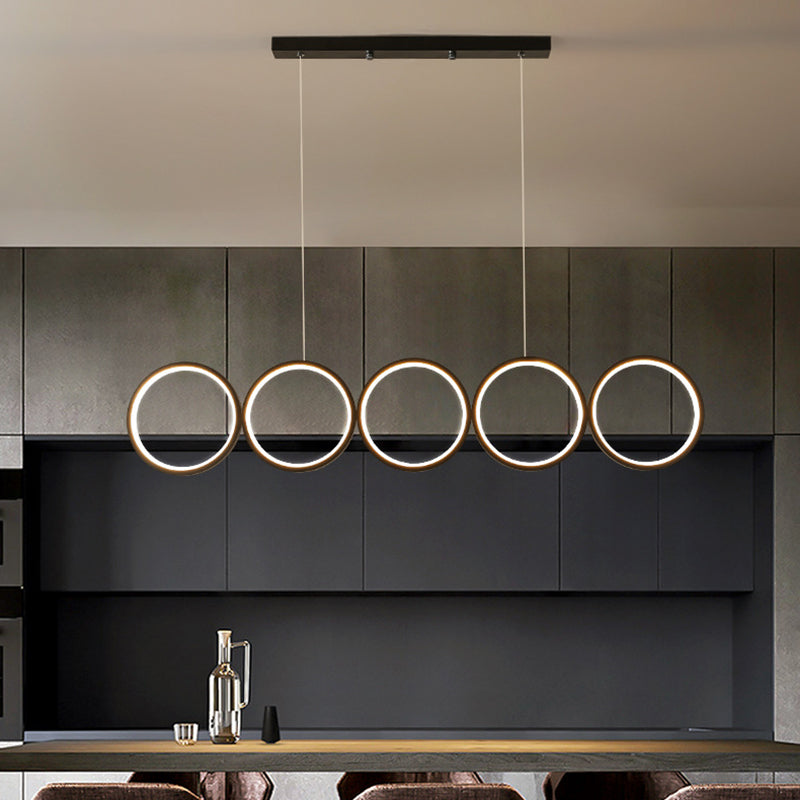 Lampada sospesa a LED ANULUS nero in moderna luce da soffitto da interno in ferro battuto con ombra acrilica