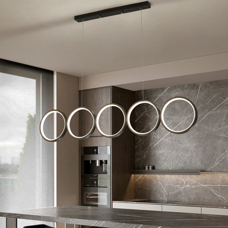 Lampada sospesa a LED ANULUS nero in moderna luce da soffitto da interno in ferro battuto con ombra acrilica