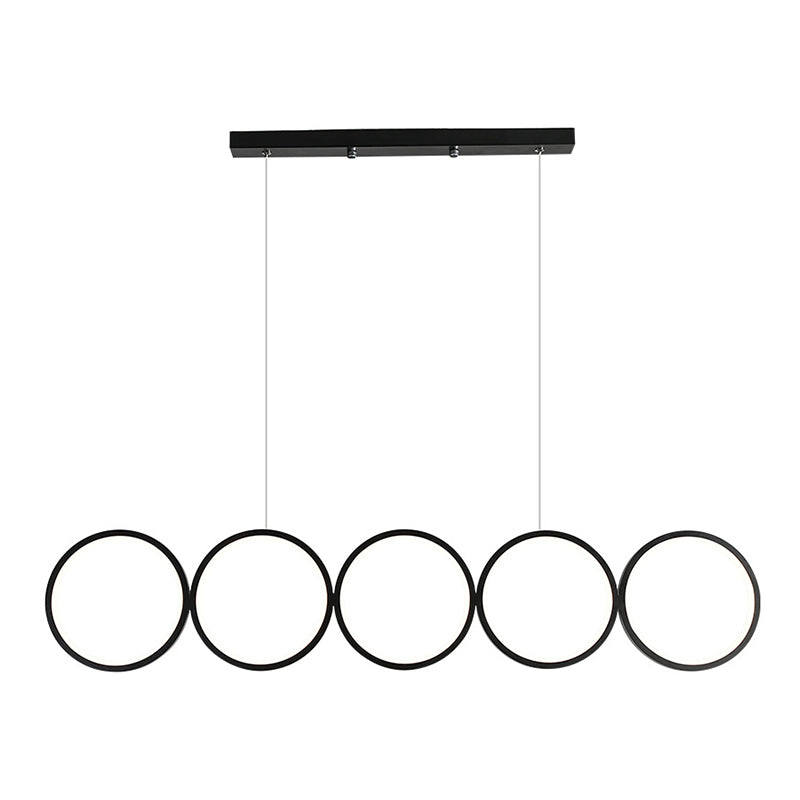 Lampada sospesa a LED ANULUS nero in moderna luce da soffitto da interno in ferro battuto con ombra acrilica