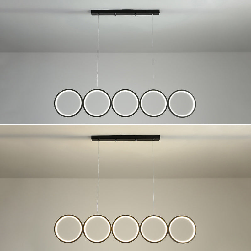 Lampada sospesa a LED ANULUS nero in moderna luce da soffitto da interno in ferro battuto con ombra acrilica