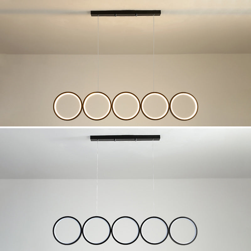 Lampada sospesa a LED ANULUS nero in moderna luce da soffitto da interno in ferro battuto con ombra acrilica