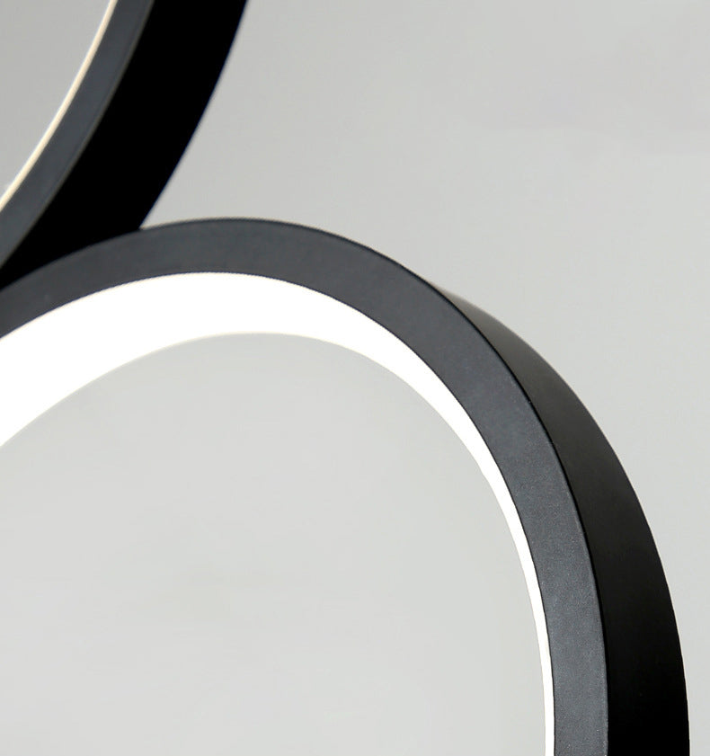 Lampada sospesa a LED ANULUS nero in moderna luce da soffitto da interno in ferro battuto con ombra acrilica