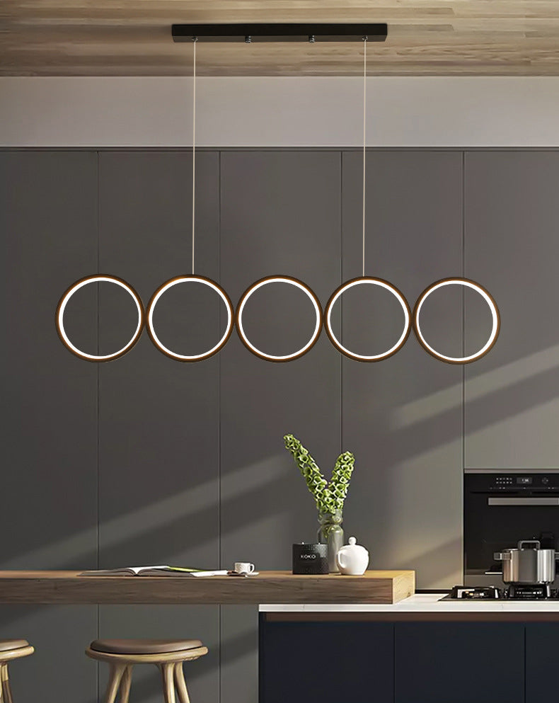 Lampada sospesa a LED ANULUS nero in moderna luce da soffitto da interno in ferro battuto con ombra acrilica