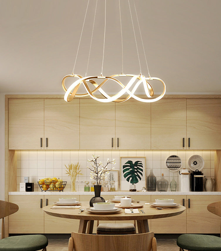 Aluminium LED Hanging Lamp in Modern Luxury Style Acrylic Linear Pendant Light for Living Room