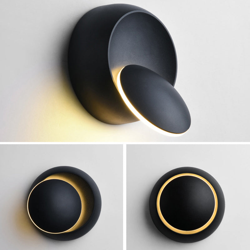 Noordse eenvoud Stijl Ronde LED Wandlicht 360 ° Roteerbaar Mini Sconce Light voor slaapkamerbalkon