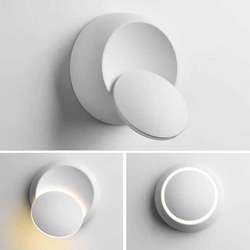 Noordse eenvoud Stijl Ronde LED Wandlicht 360 ° Roteerbaar Mini Sconce Light voor slaapkamerbalkon