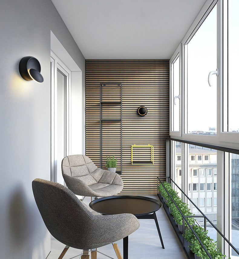 Noordse eenvoud Stijl Ronde LED Wandlicht 360 ° Roteerbaar Mini Sconce Light voor slaapkamerbalkon