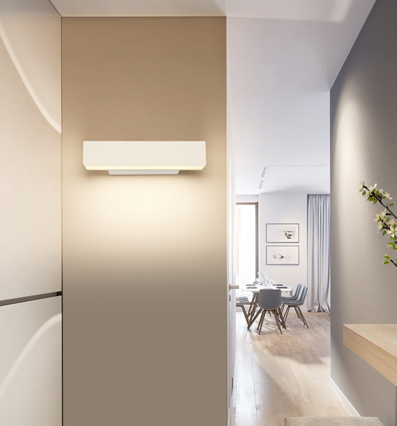 10" Wide Rectangular Acrylic LED Wall Lamp Modern Style Rotatable Bedside Light for Bedroom