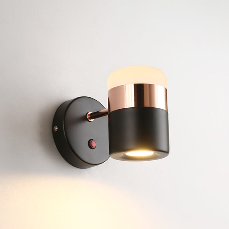 1-Light Cylindrical Simplicity Wall Sconce 4.3" Height Modern Style Rotatable Mini Wall Lamp