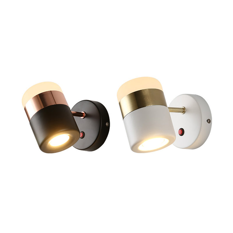 1-Light Cylindrical Simplicity Wall Sconce 4.3" Height Modern Style Rotatable Mini Wall Lamp