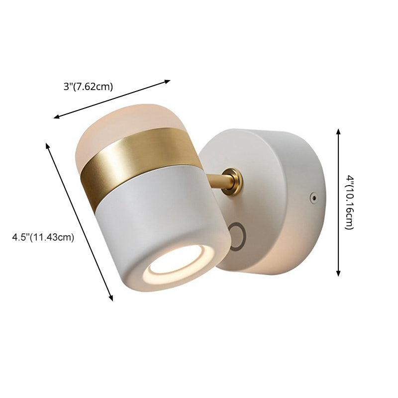 1-Light Cylindrical Simplicity Wall Sconce 4.3" Height Modern Style Rotatable Mini Wall Lamp