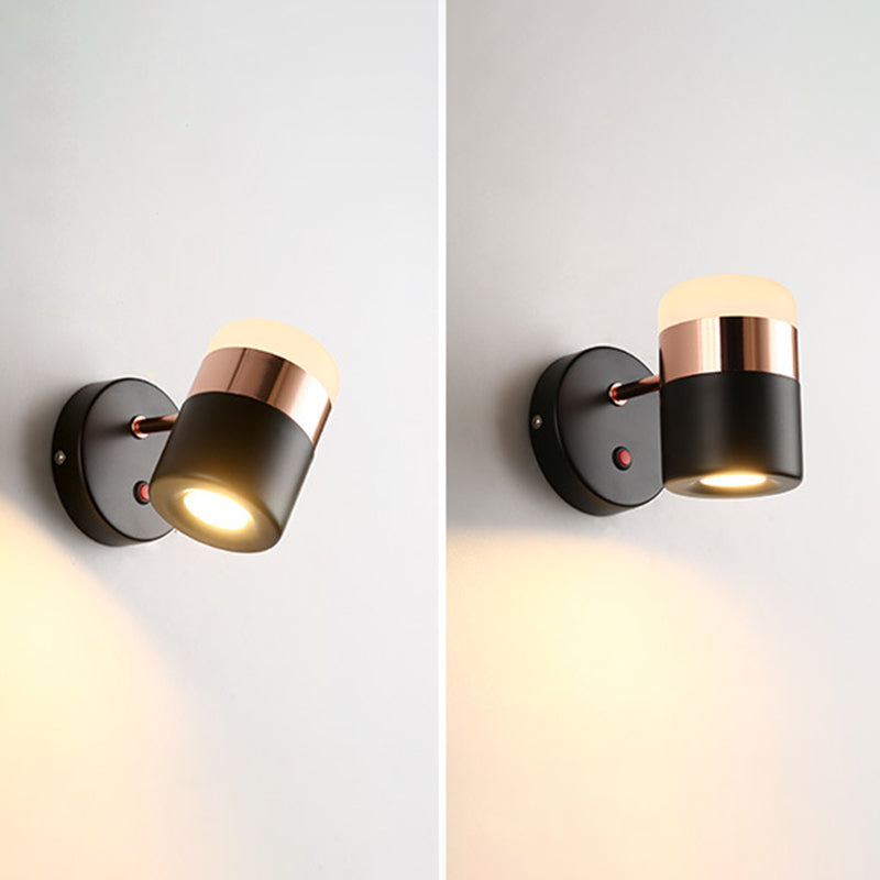 1-Light Cylindrical Simplicity Wall Sconce 4.3" Height Modern Style Rotatable Mini Wall Lamp