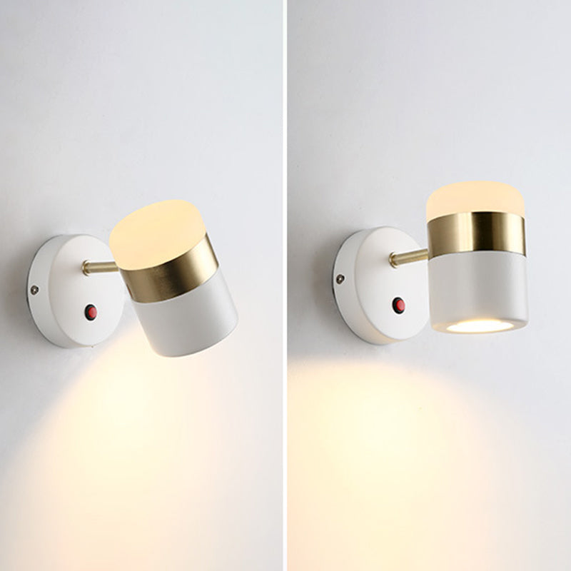 1-Light Cylindrical Simplicity Wall Sconce 4.3" Height Modern Style Rotatable Mini Wall Lamp
