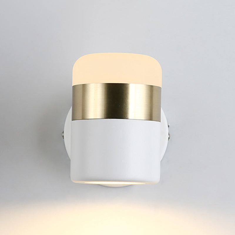 1-Light Cylindrical Simplicity Wall Sconce 4.3" Height Modern Style Rotatable Mini Wall Lamp
