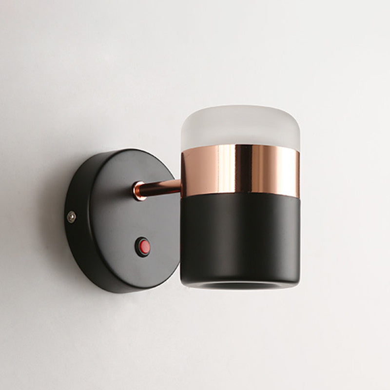 1-Light Cylindrical Simplicity Wall Sconce 4.3" Height Modern Style Rotatable Mini Wall Lamp