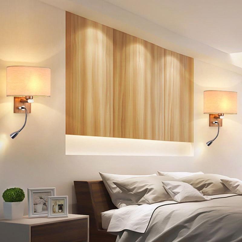 Simplicidad de tela Simplicidad Mini Mini Spotlight Diseño Lámpara de lectura de madera para dormitorio